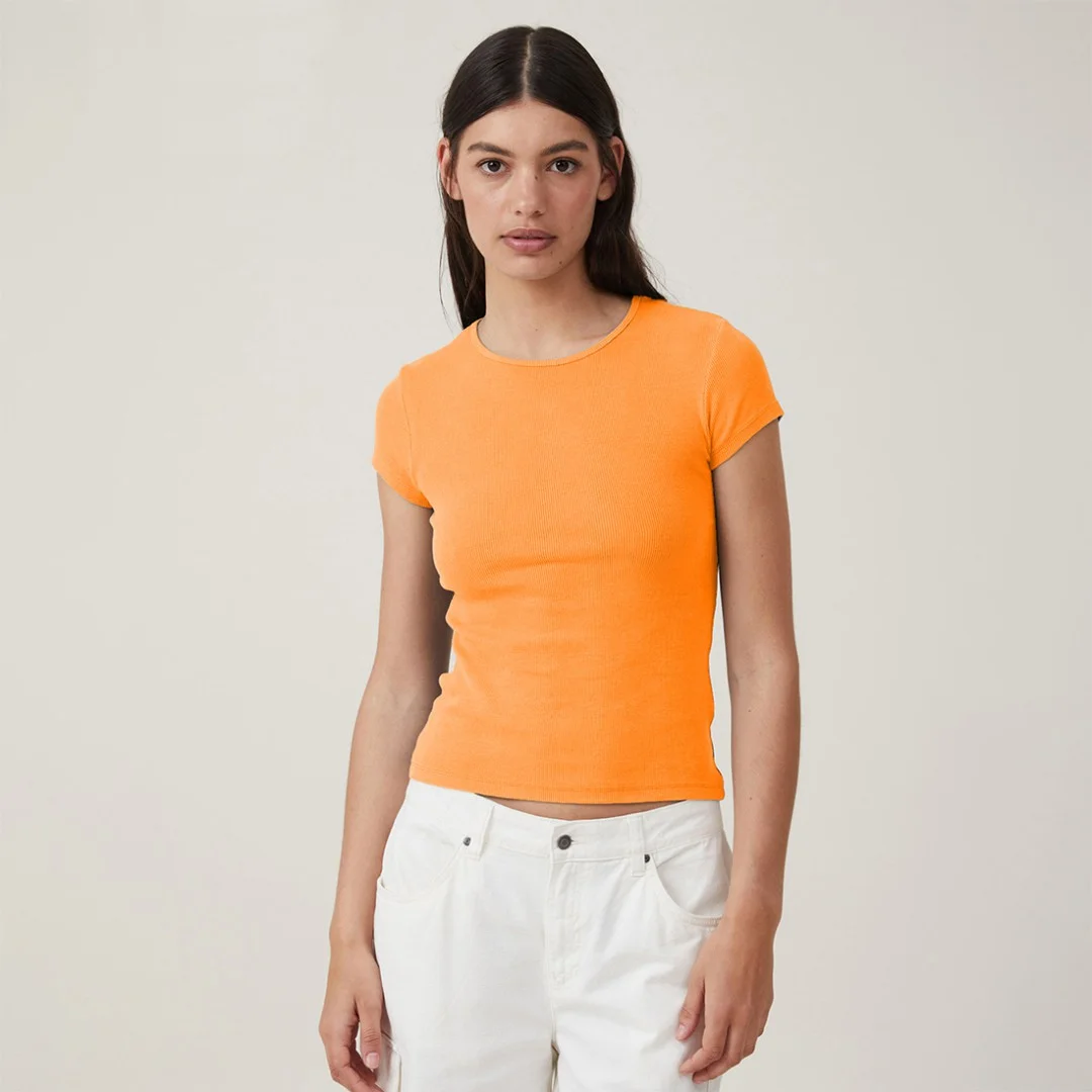 تیشرت زنانه و دخترانه طرح کبریتی نارنجی برند COTTON ON