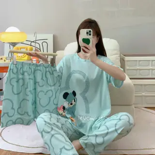 ست راحتی سه تیکه زنانه طرح میکی