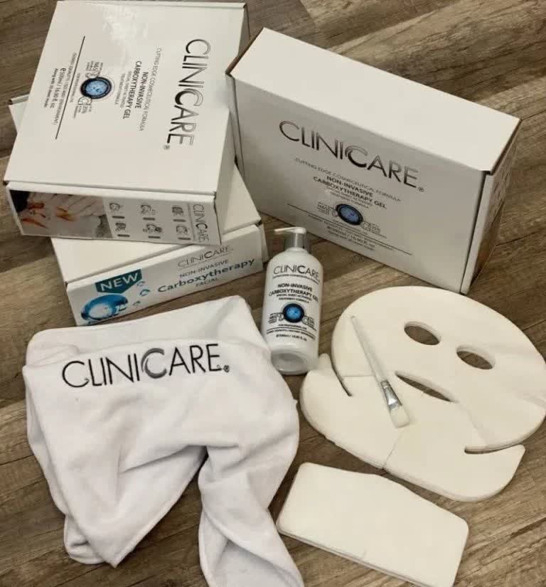 پک کاربوکسی تراپی کلینیکر (CLINICARE CO2 Carboxy Therapy) - ژل ۵۰۰ میل + ۲۵ عدد ماسک صورت و گردن
