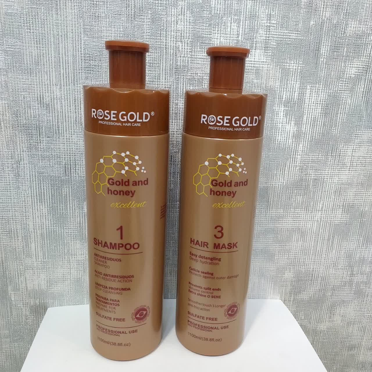 شامپو و ماسک مو رزگلد Rose Gold Gold and Honey Excellent (ست شماره ۱ و ۳) – حجم ۱۱۰۰ میل