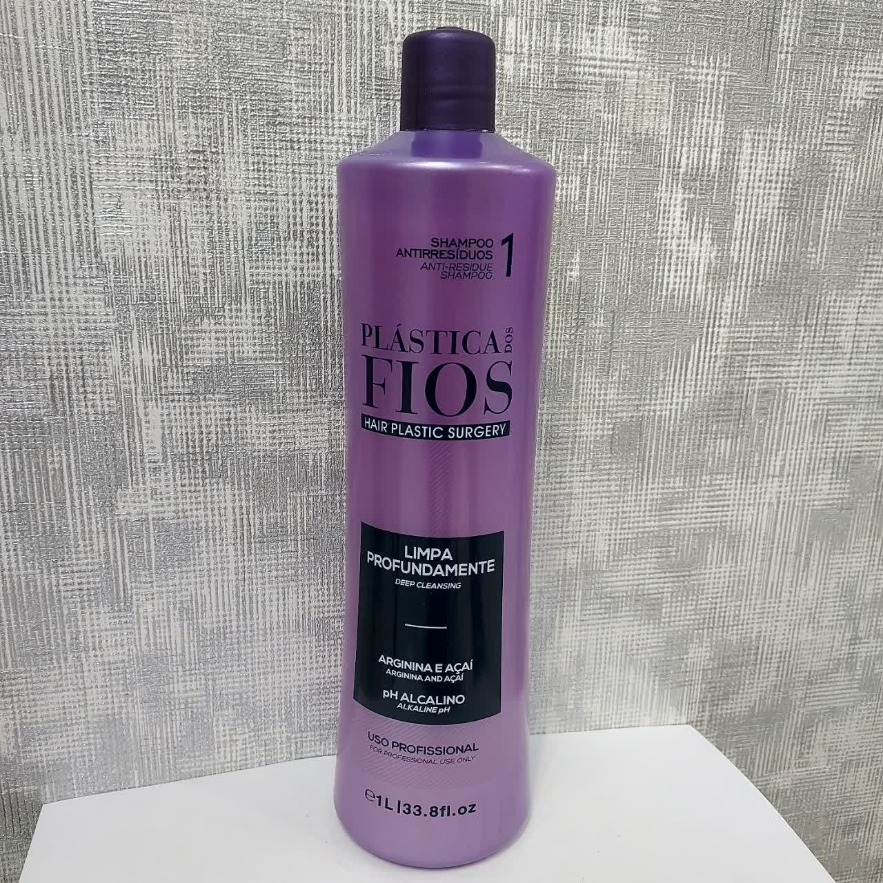 شامپو آنتی‌رزیدو Plastica Fios Hair Plastic Supra شماره 1 حجم 1000 میل | شامپو قلیایی پاک‌کننده عمیق