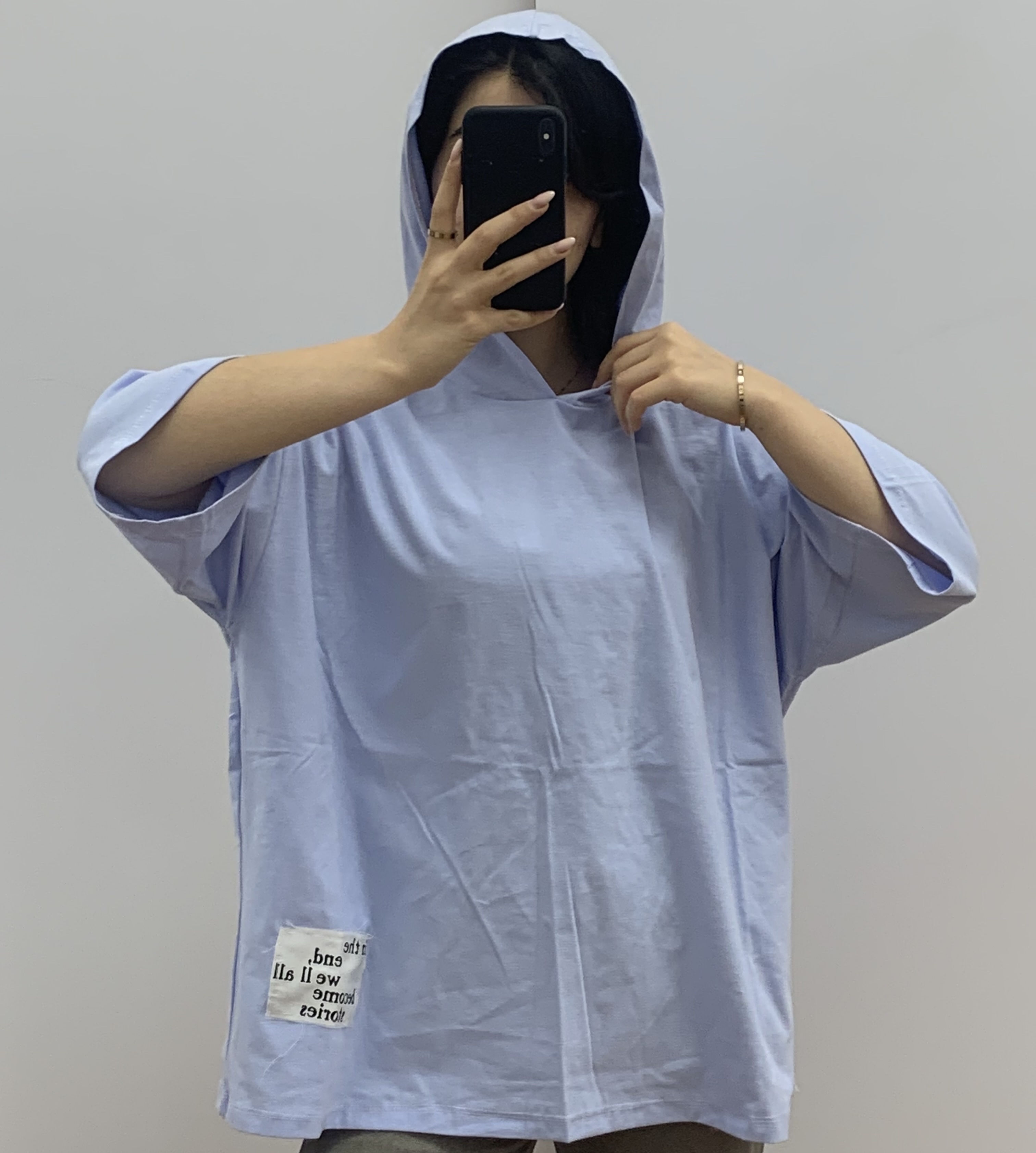تیشرت بیسیک باکسی کلاه دار