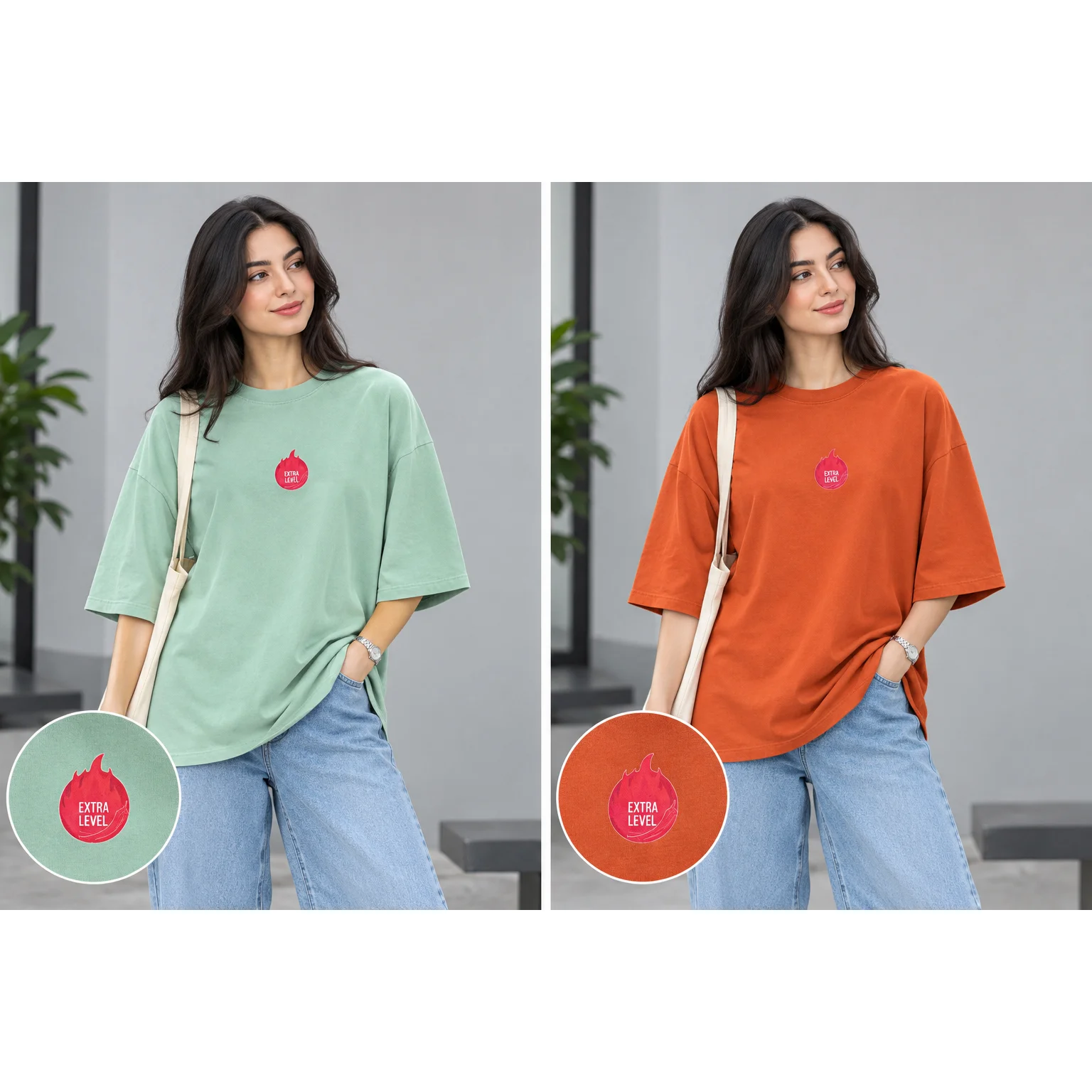تیشرت زنانه باکسی طرح فلفل