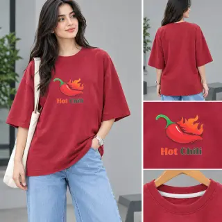 تیشرت زنانه باکسی طرح فلفل