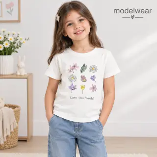 تیشرت نخی دخترانه گلدار پریمارک