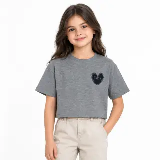 کراپ دخترانه طرح قلبی برند PRIMARK