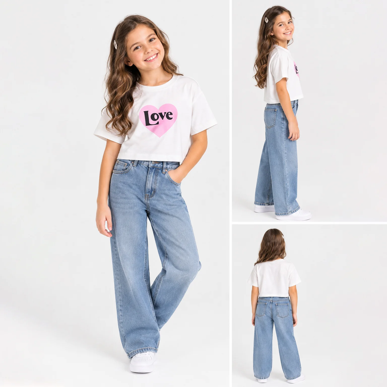 کراپ دخترانه طرح لاو برند PRIMARK
