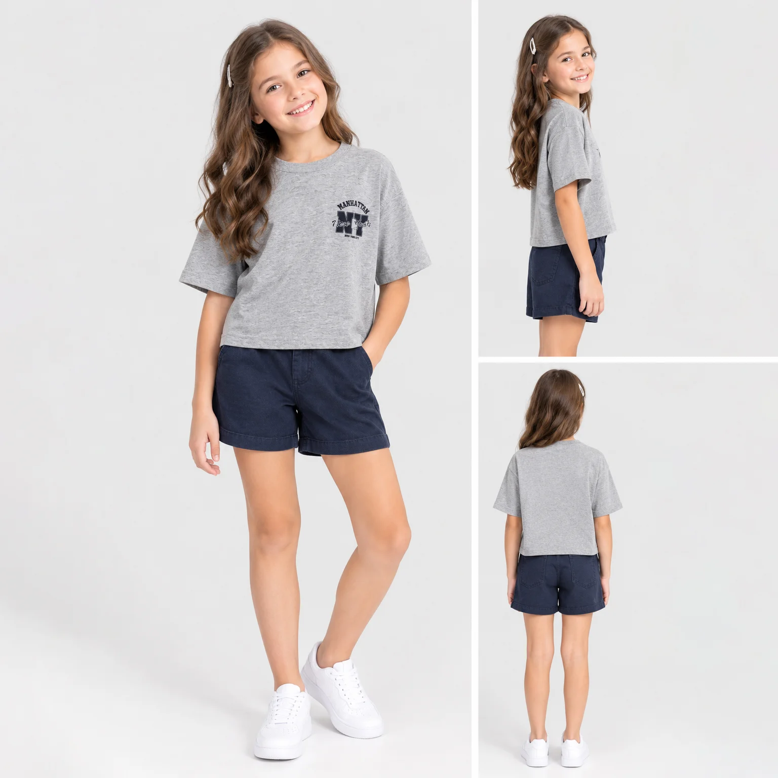 کراپ دخترانه خاکستری برند PRIMARK