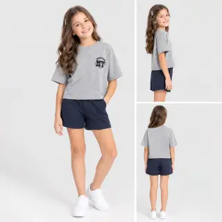 کراپ دخترانه خاکستری برند PRIMARK